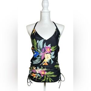 Kona Sol Women’s Size Medium Tropical Flower Pattern Tankini Top Bathing Suit